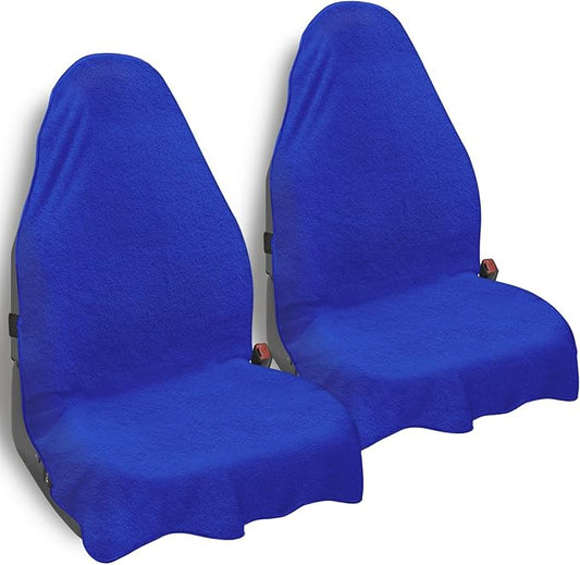 Car Seat Towel Cover, 2pcs Universal Front Seat Protector for Cars, SUVs and Trucks, Sweat Towel Car Seat Cover for Gym, Yoga, Swimming, Pets and Family Travel, Blue