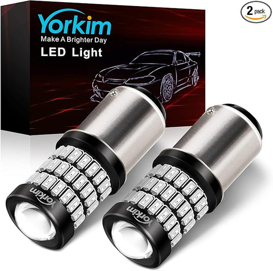 Yorkim Bright 1157 LED Bulbs Red, 1157 Brake Light Bulb, 9-30V 1157 2057 2357 7528 BAY15D LED Bulb with Projector Replacement for Back Up Reverse Lights or Tail Lights - Red
