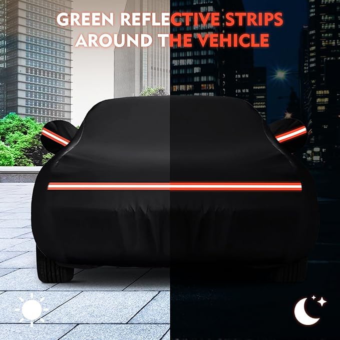 QUNSUNUS 6 Layer Car Cover for Ford Mustang 1964-1968 Waterproof All Weather 210D Windproof for Ford Mustang Car Cover Hail Protection with Zipper