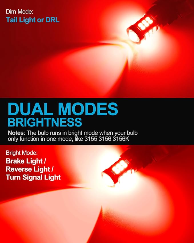 Yorkim 3157 LED Bulb Red 3157 led brake light bulb, 3157a led bulb 3156 led red lights 3056 3057 4157 bulb led 3157 Replacement Lamp for Stop Lights Brake Lights Tail Light Bulbs, pack of 2