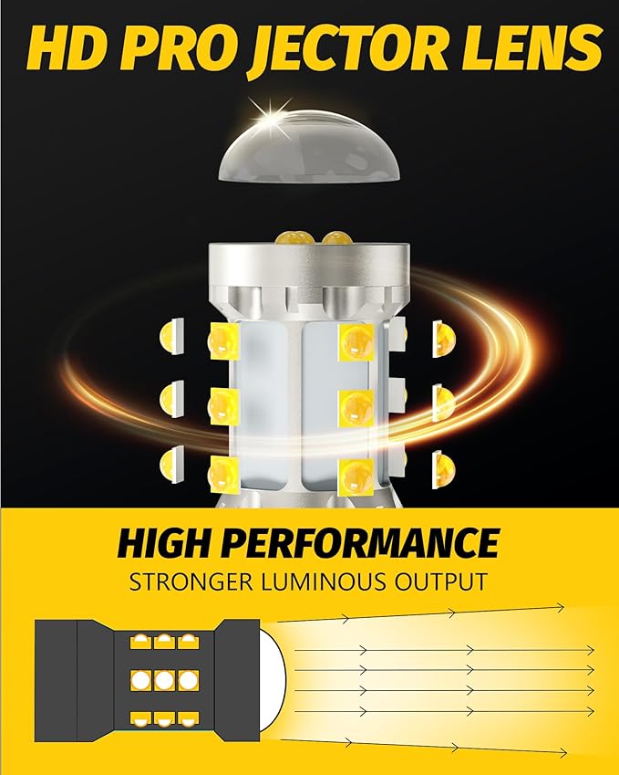 Yorkim 3157 LED Bulb White, 500% Super Bright, 3056 3156 3156A 3057 4057 3157 4157 T25 LED Bulbs for DRL, Reverse Light, Brake Light, Parking Lights with Constant Current Drive - Pack of 2