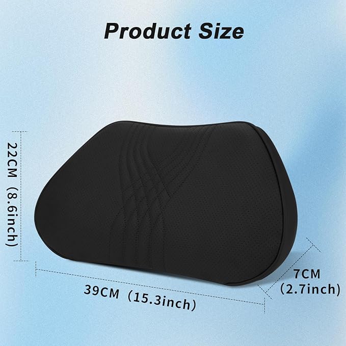 Lumbar Support Pillow for Car Memory Foam Back Sleeper Cushion for Drving Seat for Most Car SUV Home Office Black