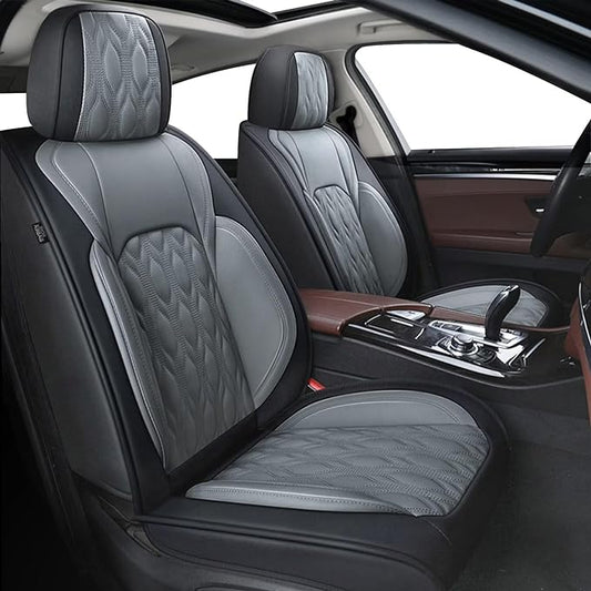 Seat Covers Fit for Nissan Frontier 2009-2024 2025 Full Set,Faux Leather Car Seat Cover Waterproof for Frontier Vehicle Automotive Cushion (5 Seats,Black&Dark Grey)