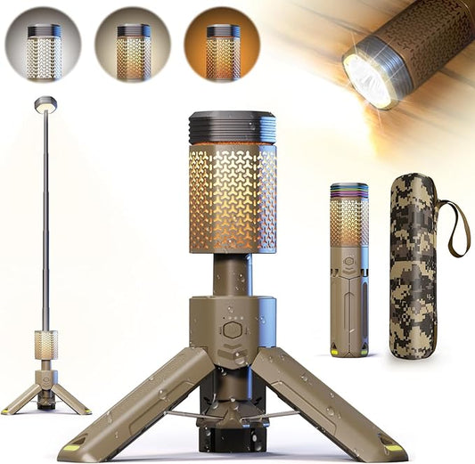 Camping Lantern Rechargeable, Telescoping-Camping-Lights, 10500mAh Capacity Battery Powered, Outdoor-Lantern for Hiking/Adventure/Power Outages, IPX7 Water Resistant(Khaki)