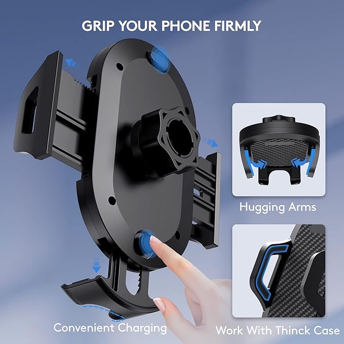 Car Phone Holder Mount, [Strong Suction Cup] [Military Grade Durable] for Windshield and Dashboard, Adjustable Long Arm Compatible with iPhone 16 15 14 Pro Max and All Smartphones (Grey)