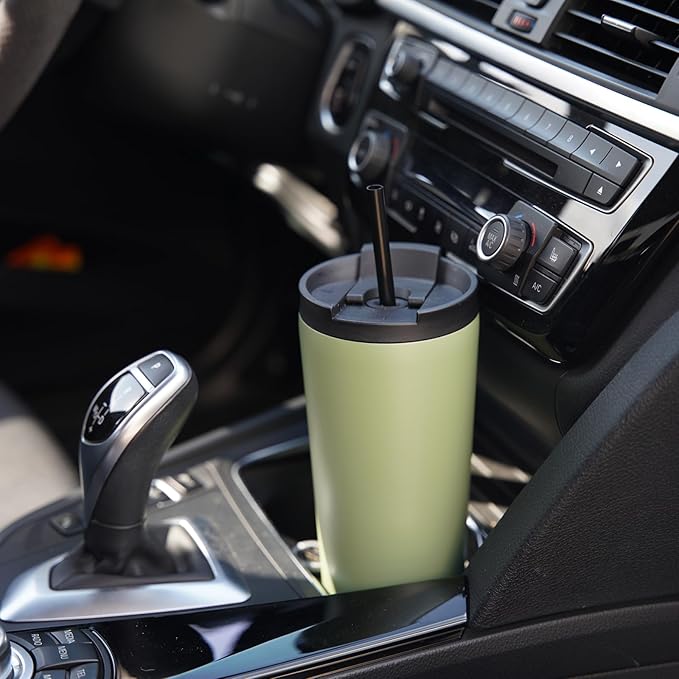 18 OZ Insulated Tumbler with Lid and 2 Straws Stainless Steel Water Bottle Vacuum Travel Mug Coffee Cup,Navy blue