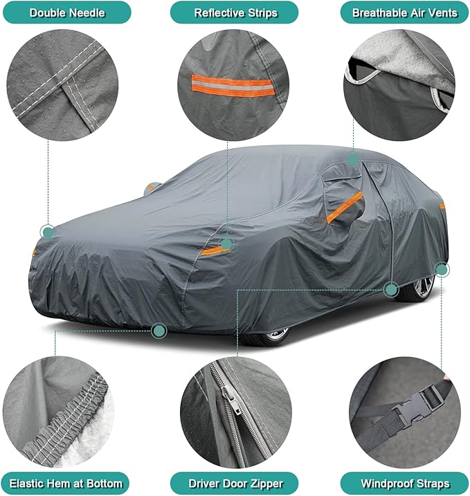 Premium Car Cover Custom Fit Porsche Macan (2014-2025), 16 Layers Heavy Duty Car Cover Waterproof All Weather with Zipper Door for Sun Rain Snow Dust Uv Protection