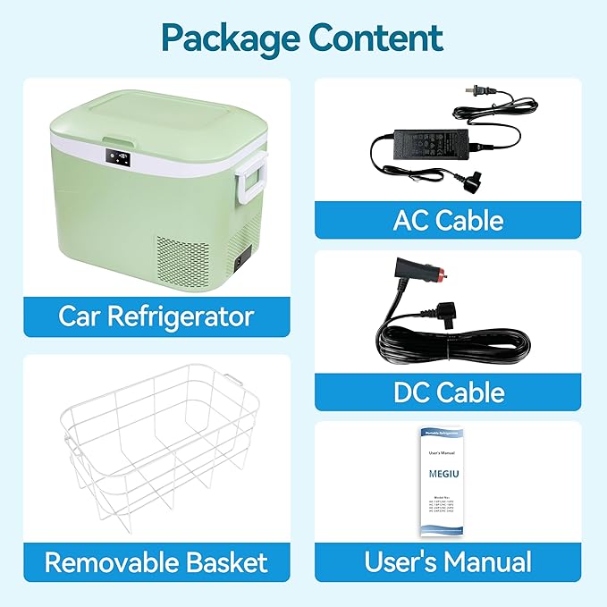 Car Refrigerator Portable 12V Fridge 19 Quart (18 Liter) 12 Volt Freezer Compressor Cooler 12V/24V DC 110～240 V AC for Truck Van RV Camper SUV and Home Use -18℃~+15℃
