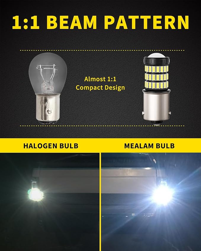 1156 1141 1003 7506 BA15S LED Bulbs Xenon White, Super Bright 60 SMD Chips for Car Truck Backup Reverse Light Tail Break Turn Signal Light(Pack of 2)