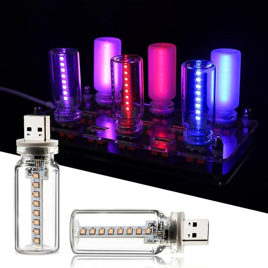 2PCS USB Lights for Car, Retro LED Car Interior Lamp Ambient Lighting, Universal USB Plug Lights for Cars, bedrooms, Camping, Parties, Clear Glass Bottle Decorative Night Light, Bule Light
