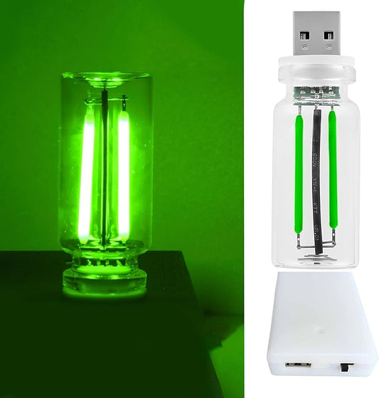 Retro Car Bulbs, No Pole Touch Dimmable USB & Battery Lighted LED Car Interior Atmosphere Lamp, Automotive Interface Mood Night Lights, Mini Portable Camping Lights Decorations (Green, 2Pack)