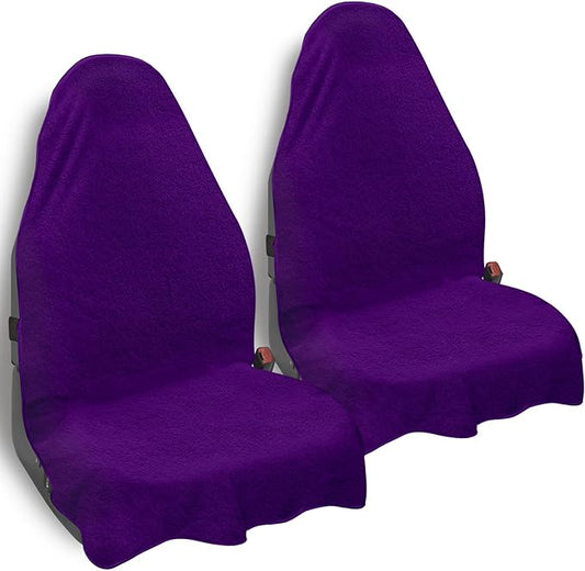Car Seat Towel Cover, Universal Front Seat Protector for Cars, SUVs and Trucks, Sweat Towel Car Seat Cover for Gym, Yoga, Swimming, Pets and Family Travel, Profound Purple, 2 Pack