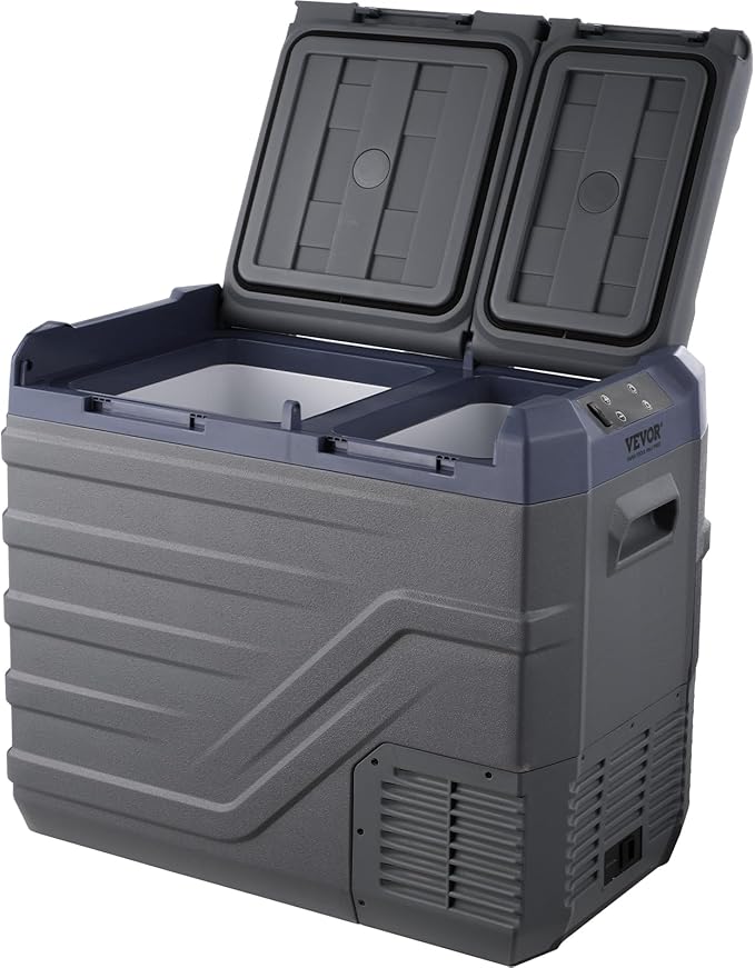 VEVOR Car Refrigerator, 12 Volt Car Refrigerator Fridge, 40 L Dual Zone Portable Freezer, -4℉-68℉ Adjustable Range, 12/24V DC and 100-240V AC Compressor Cooler for Outdoor, Camping, RV