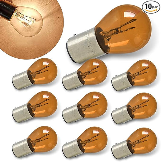10PCS 1157 Light Bulb, Double Tail High and Low Brake Light Bulb, P21/5W S25 2057 2357 7528 BAY15D Bulbs, Universal Halogen Turn Signal Parking Lights (Amber)