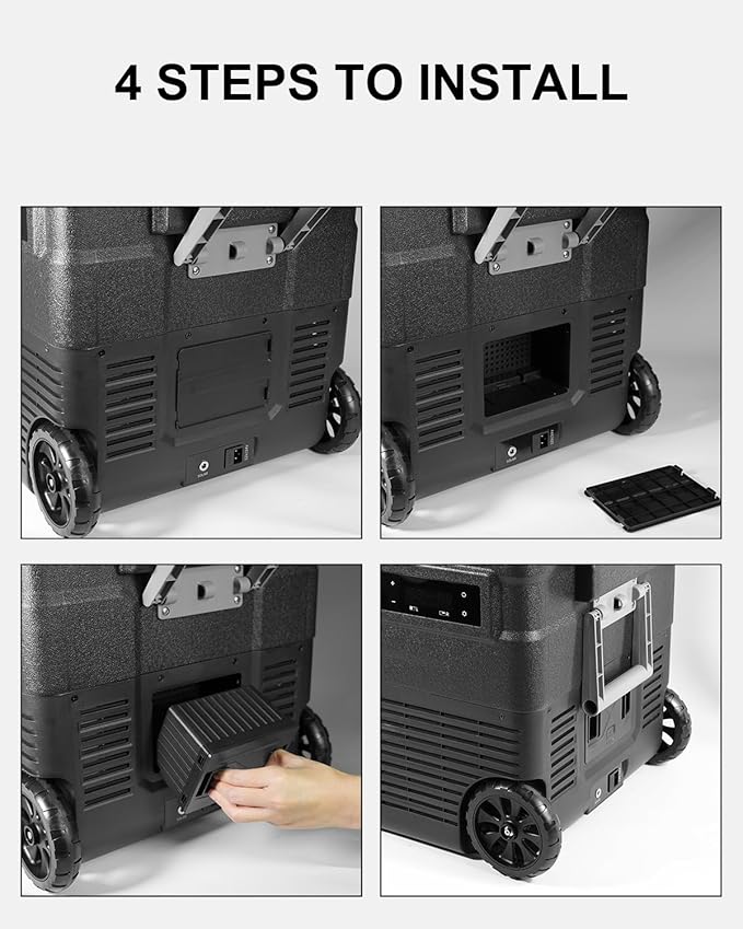 ELECAENTA UD45 12V Dual Zone Portable Car Refrigerator Detachable Battery - 173Wh (Black)