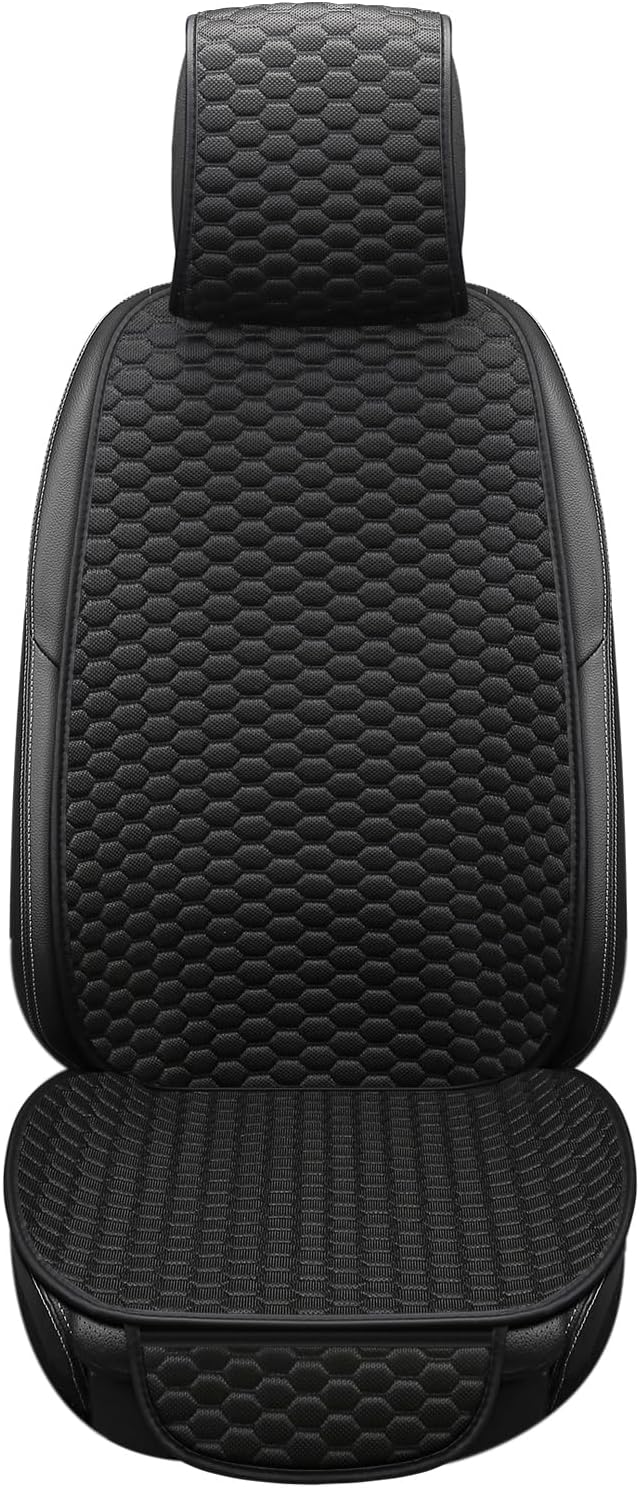 Universal Car Seat Covers for Front Seats, Super Breathable & Anti-Slip Automotive Seat Cushion Pad with Storage Bags, Fits Most Sedans, SUVs, Pickup Trucks(Front Black)