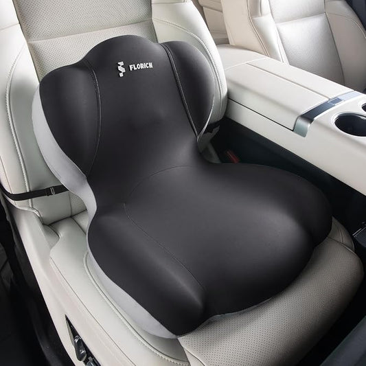 FLORICH Memory Foam Truck Seat Cushion with Adjustable Strap,Seat Cushion and Lumbar Support Pillow for Car Office Chair(Dark Grey)