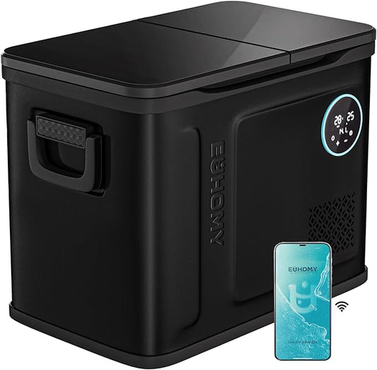 EUHOMY 12 Volt Refrigerator, 48QT Dual Zone Electric Cooler APP Control, Car Refrigerator with 12/24V DC 110-240V AC, Car Fridge -4℉~68℉, Portable Freezer Aluminum Interior for Camping,Trip,Home,Truck
