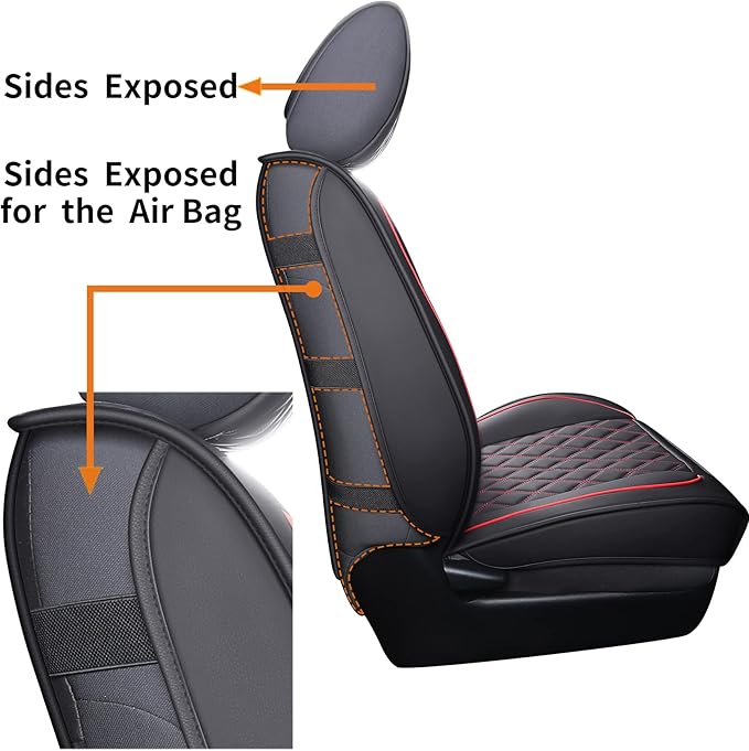 Aierxuan Toyota Tacoma Seat Covers Custom Fit 2005-2025 TRD Pro Army Green Trail Edition SR Double Cab Pickup Truck Waterproof Leather Front Car Cushions 2 PCS Front Black-Red