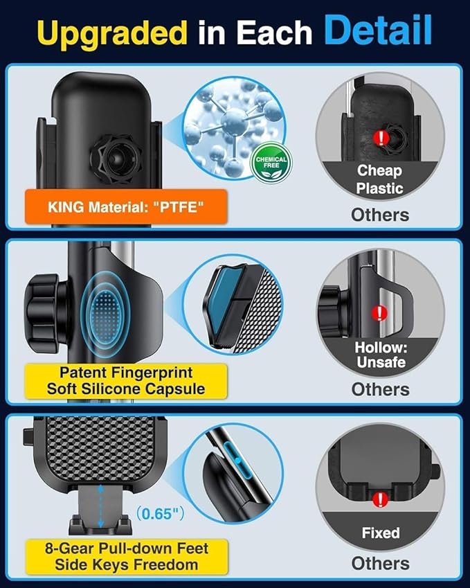 Universal Car Phone Holder[Strongest adsorption] Upgraded Version 3 in 1, car Dashboard air Vents Windshield Phone Holder for iPhone Android Samsung, Google and All Other Smartphones