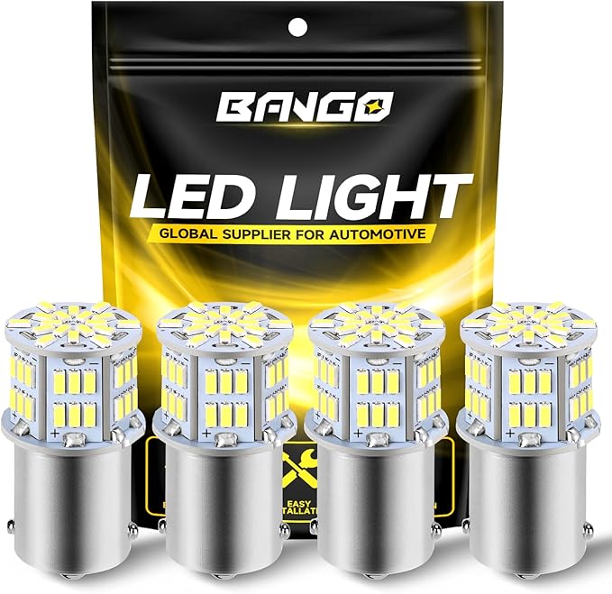 BANGO 1156 LED Bulb White Backup Reverse Light, 1141 7506 BA15S RV Interior Light Bulbs Super Bright for 12V RV Camper Trailer Boat Trunk Interior Lights, Pack of 4