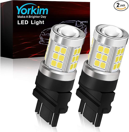 Yorkim 3157 LED Bulb, super bright 3156 led bulb 3056 3057 4157 bulb led 3157 Replacement for led Reverse Blinker Brake Tail Lights, 6000K Xenon White, pack of 2