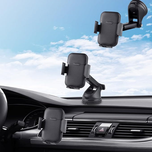 360° 3-in-1 Car Phone Mount – Dashboard, Windshield & Vent Mount with Super Strong Hold, Phone Holders for Your car Suitable for Apple and Android Smartphones.
