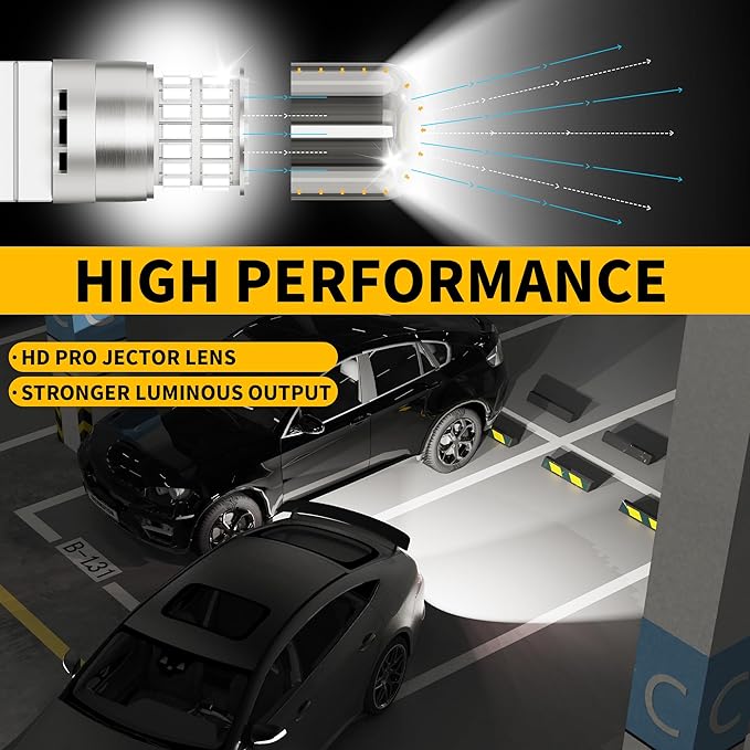 Yorkim 3157 LED Bulb White, 500% Super Bright, 3156 3056 3057 4157 3047 4057 3457 4114 LED Bulbs for Backup Reverse Tail DRL Parking Lights - Pack of 2