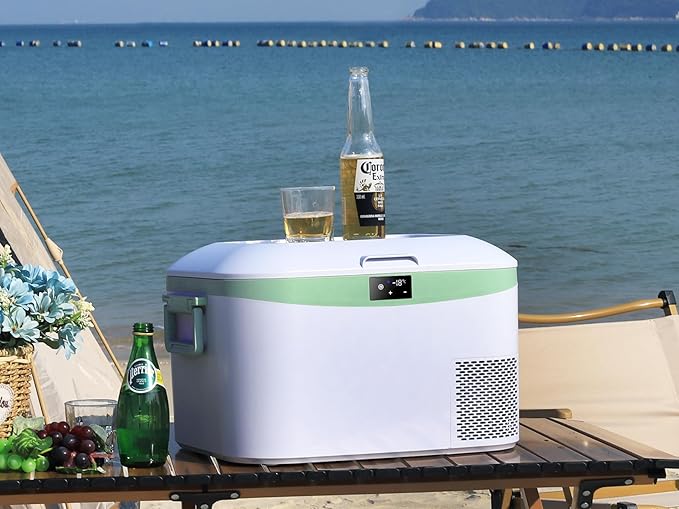 Car Refrigerator, Portable Car Fridge 12V Refrigerator 13.5 Quart (White)