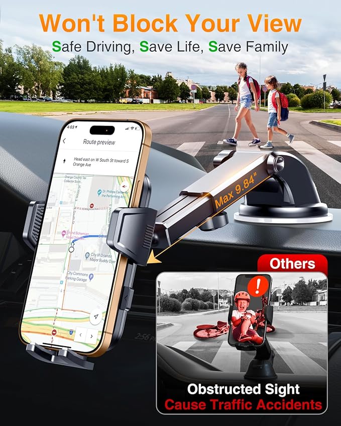 VANMASS 2025 Upgraded Car Phone Holder, [85+LBS Strongest Suction] Patent Safety Cell Phone Mount Windshield Dashboard Vent Truck Accessories Stand Cradle for iPhone 16 Pro Max 15 14 13 Android