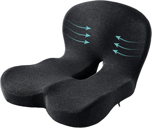 Memory Foam Seat Cushion for Truck Driver Office Chair Cushion Home Chair Cushion Car Seat Cushion Non Slip Pad Sitting Ergonomic Cushions for Office Workers Car Drivers (Black)