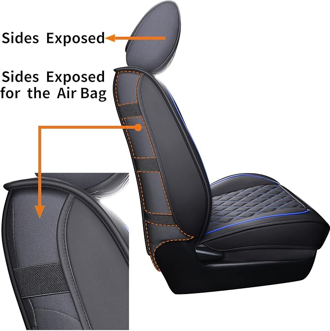 Aierxuan Toyota Tacoma Car Seat Covers Custom Fit 2005-2025 TRD Pro Army Green Nightshade Edition Access Cab Pickup Truck Waterproof Leather Full Seat Cushions(Full Set, Black-Blue)