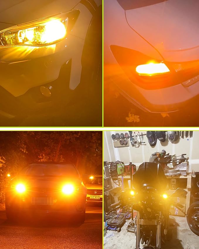 1157 LED Bulb Amber Yellow, Super Bright 2357 BAY15D 7528 2057 LED Bulbs for Turn Signal Blinker Parking DRL Brake Tail Lights, Pack of 4