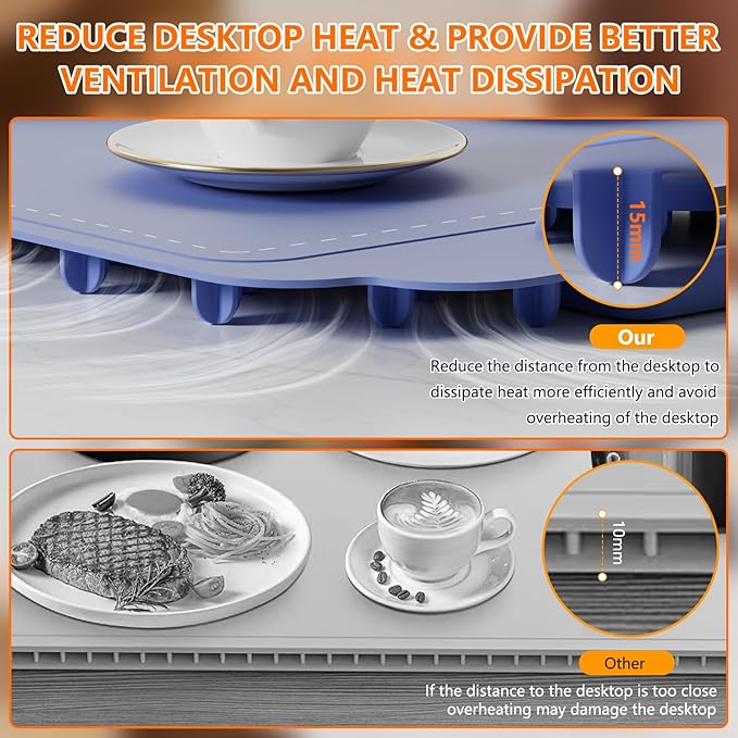 Warming Mat for Food, Electric Warming Tray, Fast Full Surface Graphene Electric Warming Tray, Extra Large Roll Up Silicone Food Warming Mat, Perfect for Gatherings, Parties &Everyday Use(Blue)