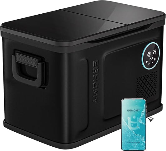 EUHOMY 12 Volt Refrigerator, 37QT Dual Zone Electric Cooler APP Control, Car Refrigerator with 12/24V DC 110-240V AC, Car Fridge -4℉~68℉, Portable Freezer Aluminum Interior for Camping,Trip,Home,Truck