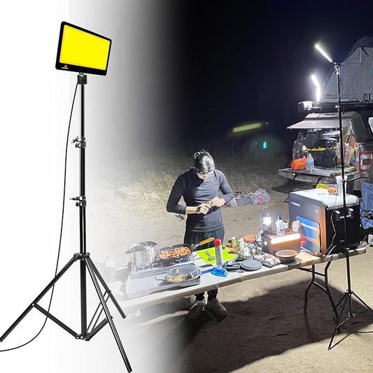 CONPEX Corded Led Camping Lights 23000 Lumens Telescoping Camping Light Tripod, Night Fishing Lights for Bank Portable Outdoor Light with Stand Led Work Light Camp Light Telescopic 12V Light Campsite