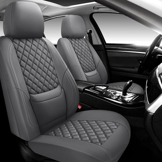 NS YOLO Full Coverage Leather Car Seat Covers,Waterproof Seat Covers for Cars,SUVs Pick-up Truck, Car Seat Cushion,Car Seat Protector,Front Seat Cover,Grey Seat Cover with 2 Seats
