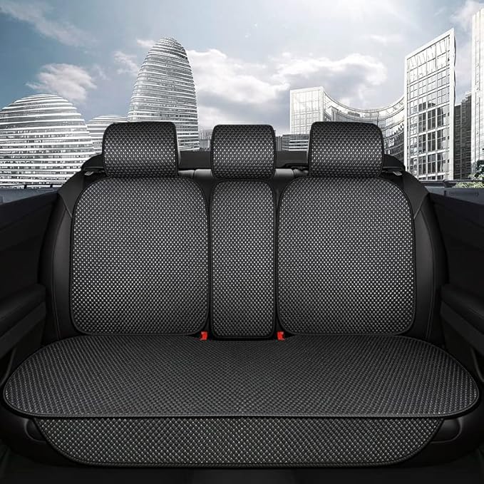 Auto Newer 5 Seats Luxury Breathable Car Seat Cover Full Set Fit Four Seasons of Universal Automotive Vehicle Cushion Cover Compatible with 90% Cars,SUV,Trucks(Full Set Black)