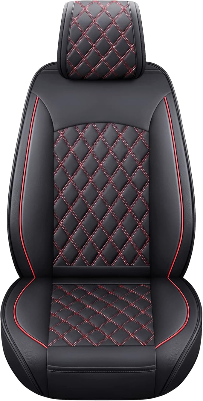 Aierxuan Toyota Tacoma Seat Covers Custom Fit 2005-2025 TRD Pro Army Green Trail Edition SR Double Cab Pickup Truck Waterproof Leather Front Car Cushions 2 PCS Front Black-Red