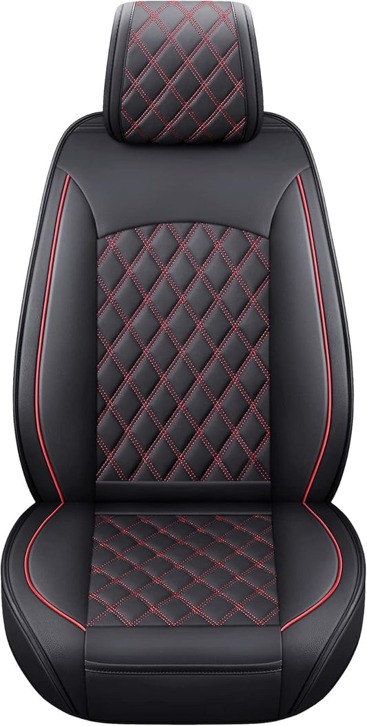 Aierxuan Toyota Tacoma Seat Covers Custom Fit 2005-2025 TRD Pro Army Green Trail Edition SR Double Cab Pickup Truck Waterproof Leather Front Car Cushions 2 PCS Front Black-Red