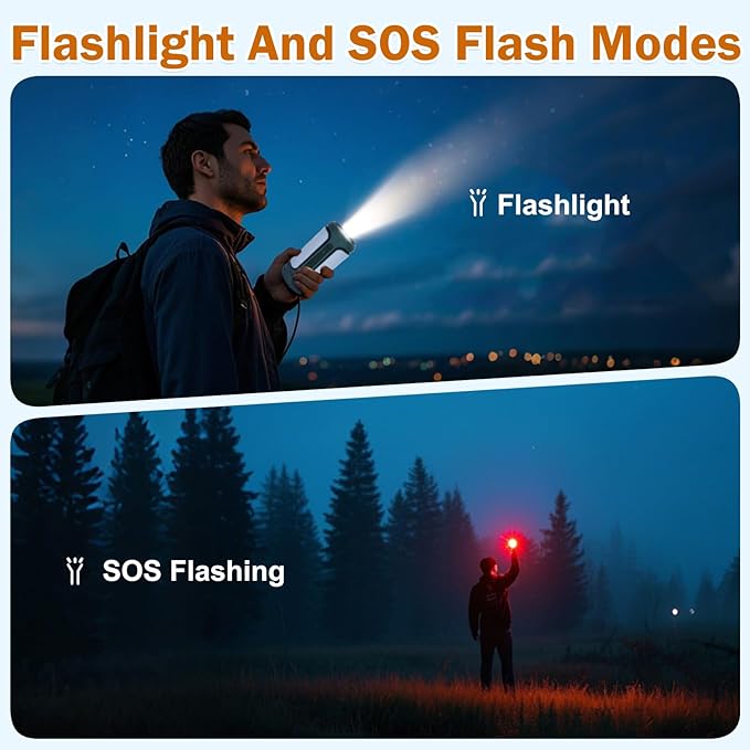 Foldable Camping Lights Rechargeable, AYAMAYA 10000mAh LED Camping Lantern Built-in Emergency Power, Portable Flashlight, 5 Modes Lighting, Multifunctional Tent Lights for Camping, Hiking, Fishing