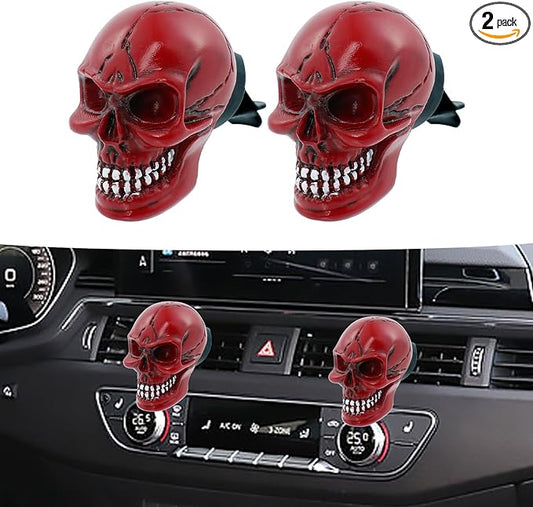 Skull Car Air Fresheners Cute Cool Funny Air Conditioning Vent Perfume Diffuser Decoration Interior Car Accessories 2 pcs