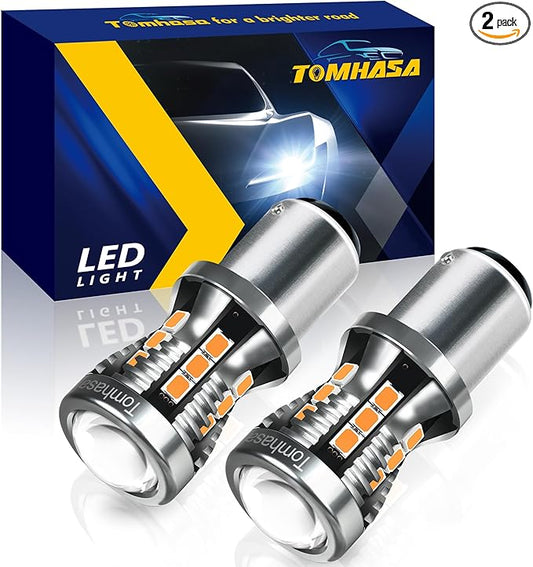 1157 LED Bulbs for Turn Signal Light Bulbs, Amber Yellow BAY15D 7528 2057 2357 LED Replacement Bulbs for Front Rear Turn Signal Light Blinker Light Side Marker Lights, Pack of 2