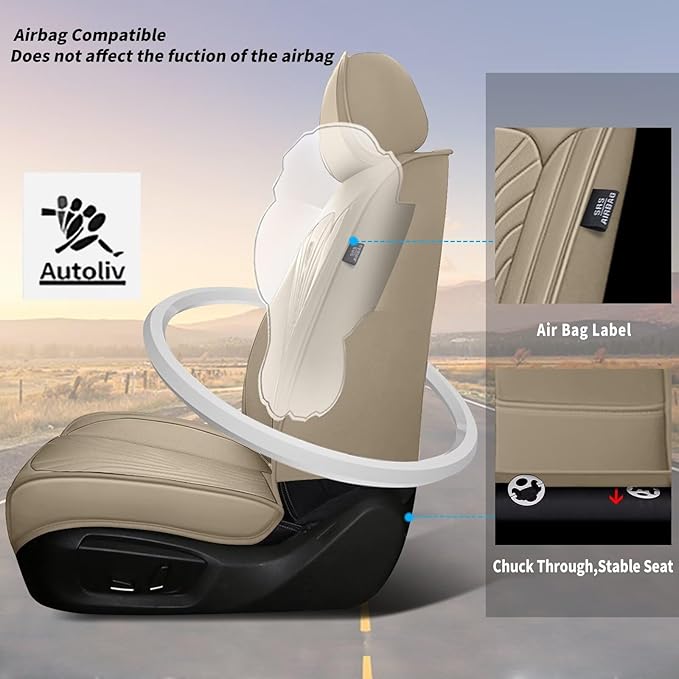 Seat Covers Fit for Nissan Frontier 2009-2024 2025: Faux Leather Car Seat Covers Full Set Breathable Waterproof Seat Cushions (5 Seats; Beige)