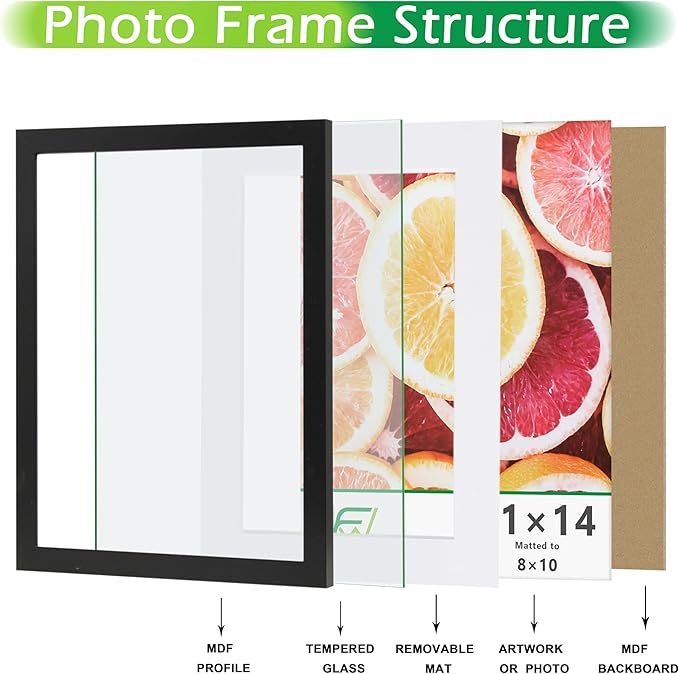 FrameWorks 2-Pack, 16x20 Matted to 11x14 Picture Frame, Black – Classic Wooden Photo Frame with Tempered Glass, Modern Matte Finish for Prints, Posters, Certificates & Wall Decor – Gallery-Ready