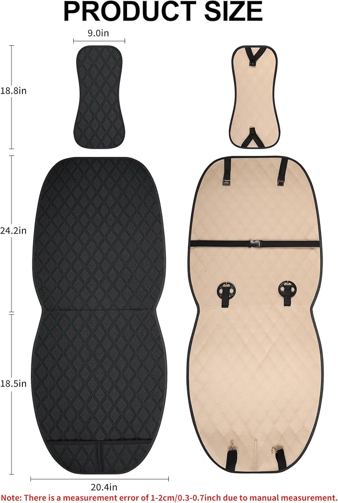 2PCS Linen Front Seat Covers for Cars Sideless Seat Covers Breathable Cloth Fabric Car Seat Protector Universal Fit Most Automotive, SUV, Trucks, Van(Black)