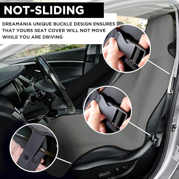 Waterproof Seat Cover, Upgraded Sweat Carseat Protector, Perfect for Universal Anti-Slip Car Truck SUV Seat, Ideal for Surfing Yoga Gym Workout, Grey