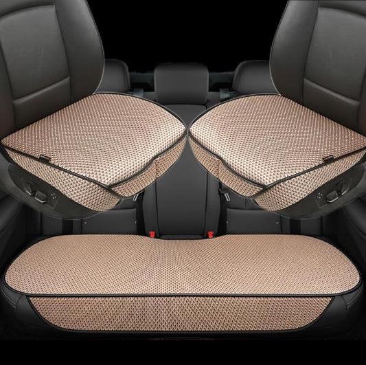 Auto Newer Breathable Universal Four Seasons Car Seat Covers, Luxury Include Front Car Seat Protector and RearCar Seat Cushion,Compatible with 95% Vehicles， Fit for Cars Truck SUV (Beige,3PCS)