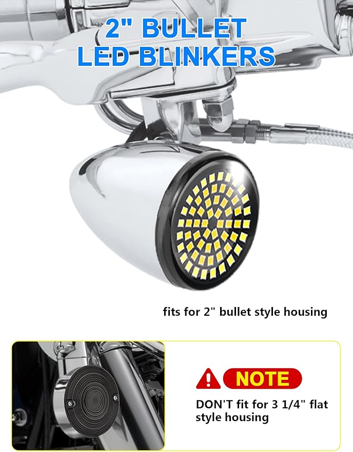 1157 1156 LED Turn Signals, 2" Bullet Led Lights Front Rear Blinker with 4 Dark Smoked Lenses Compatible for Harley Davidson Street Glide Road Glide Sportster Iron 883