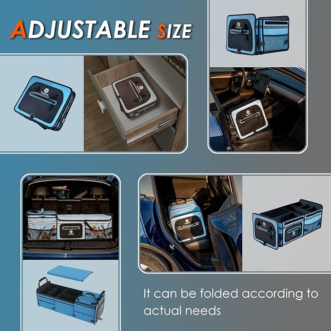 Car Trunk Organizer | 95L, 35"x13.8"x11.8" | 26L Ice Pack Included | Waterproof, Foldable | Gift for Drivers | Trunk Storage for SUV/Cars - Blue-M004